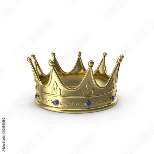 simple Classic golden crown with blue jewels