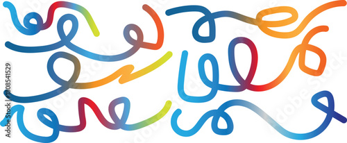 Minimalist Waves Bold Line Art Collection Poster Backgrounds.Curved Rainbow Gradient Shapes with blank area Transparent PNG available Vibrant Template Design.