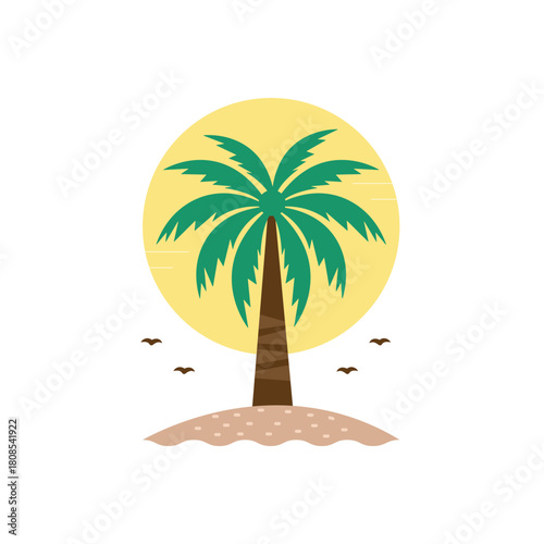 Colorful icon for palm tree