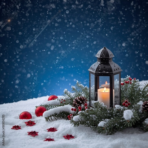 Christmas Lamp and Shooting Star Background
