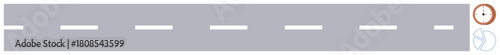 Road with dashed white lines, clock, and directional arrow. Ideal for travel, navigation, journey, time management, planning simplicity goals. A minimal flat metaphor