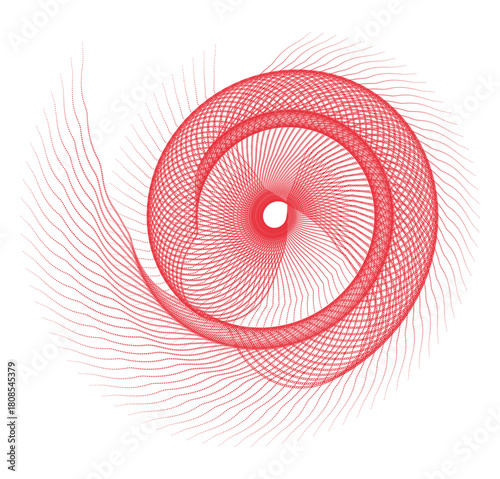 Red Abstract Spiral Line Art Geometric Pattern