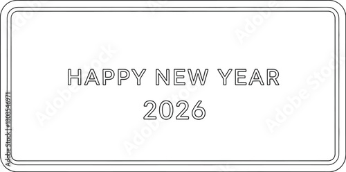 Happy new year 2026 message on a white wooden plaque sign