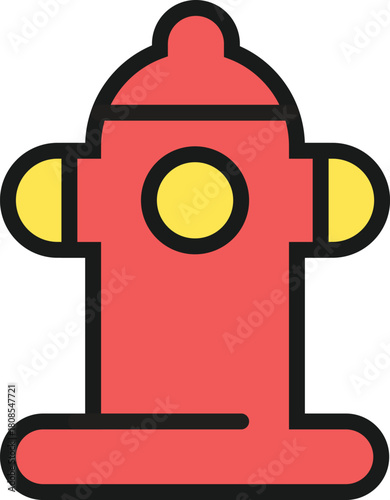 Fire hydrant icon Red emergency water supply equipment for public safety and urban design