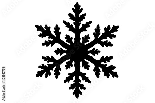 Black Snowflake Silhouette Icon – Winter Decorative Element