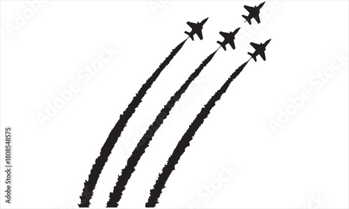 Fighter Jet Formation Silhouette Vector – Military Aircraft, Airshow Design, and Aviation Art
