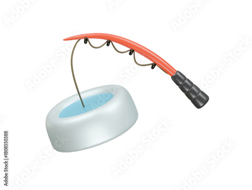 ice fishing icon 3d illustration render