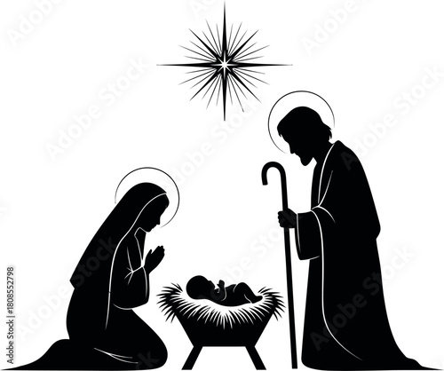 Christmas nativity scene silhouette