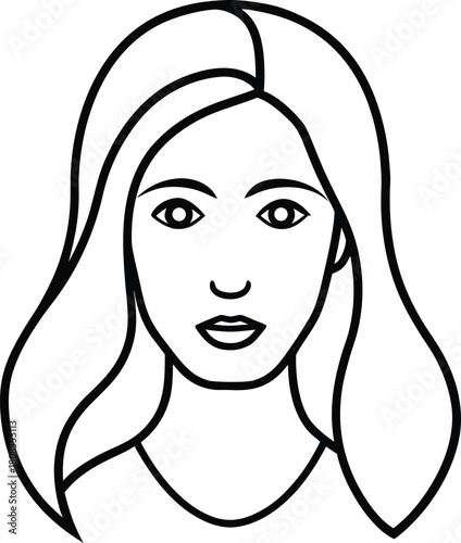 Abstract female face line art transparent background