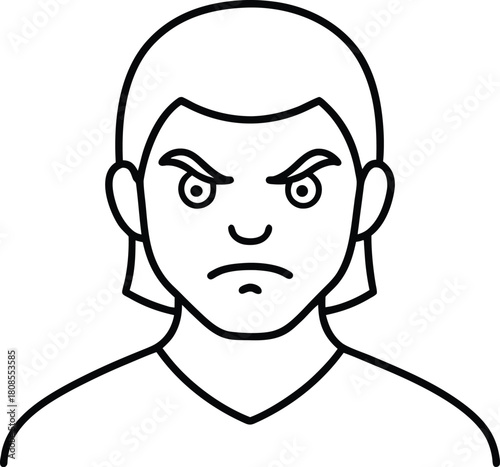 Angry expression line art transparent background