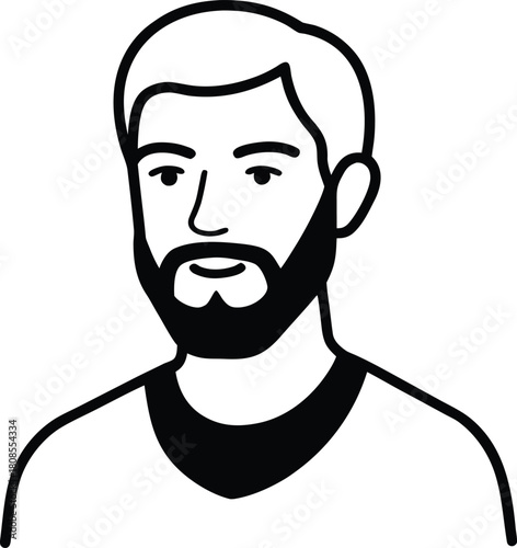Bearded man line art transparent background