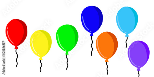 Set of colorful party balloons vector illustration. Hand drawn Bunch of balloons for birthday and party