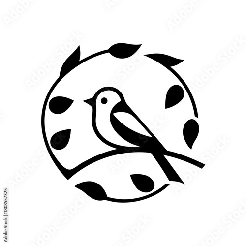 A simple outline of a small bird resting on a branch. Calm and peaceful, it brings a sense of harmony and connection with nature.