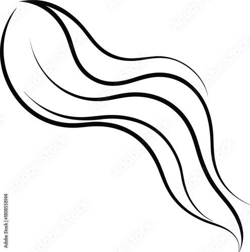 Flowing hair abstract line art transparent background
