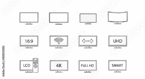 Various television set icons for user interface