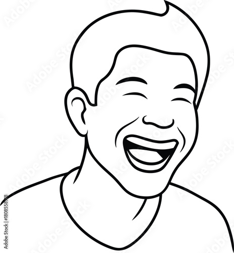 Laughing man line art transparent background