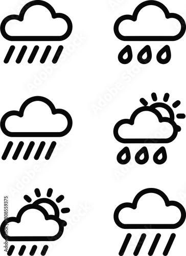Outline Weather Icons With Different Conditions cloud