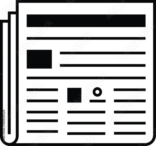 Newspaper Line Icon - Daily News Press Vector Symbol