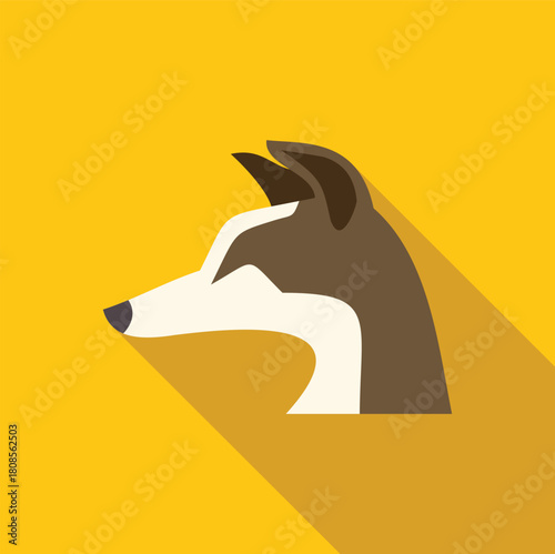 Minimalist vector illustration of a siberian husky dog head profile, ideal for a logo or icon