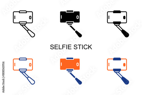 Selfie Stick  Icon Multi Style Vector Illustration