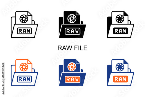 RAW File  Icon Multi Style Vector Illustration