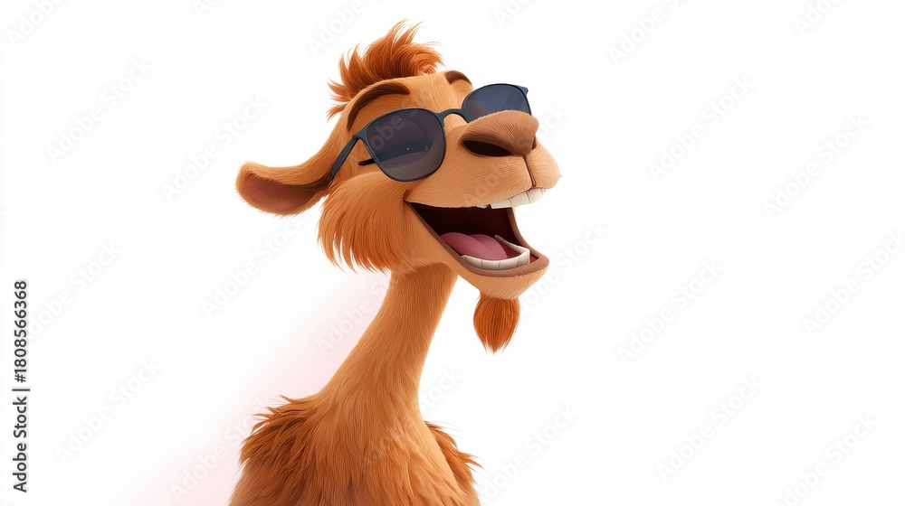 Naklejka premium Smiling furry animal in sunglasses laughing