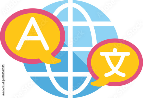 Stylized image of planet earth with speech bubbles representing global communication and translation