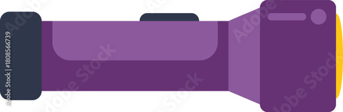 Purple flashlight is shining a bright light beam, illuminating the dark