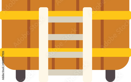 Wooden hot tub with ladder, a relaxing spa experience for your outdoor leisure