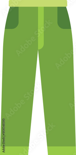 Green pants with belt loops presenting casual style for men's fashion, isolated illustration