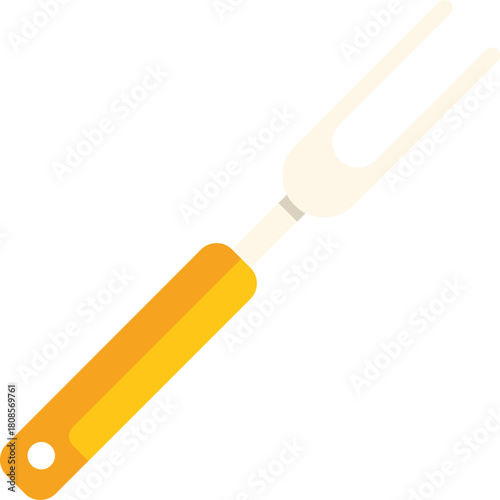 Carving fork with orange handle isolated on a white background, perfect for cooking and serving meat