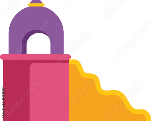 Vibrant playground slide featuring a domed structure, providing entertainment and amusement for kids in a safe and playful environment