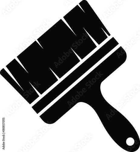 Simple black and white illustration of a paint brush on a white background