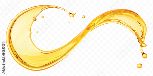 realistic fresh liquid honey or oil splash in curve style isolated on transparent background