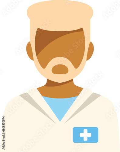 Doctor avatar wearing lab coat with id badge, representing healthcare professionals