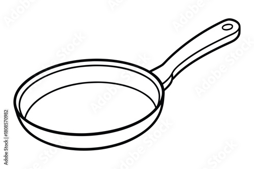 frying pan outline coloring book page line art vector illustration