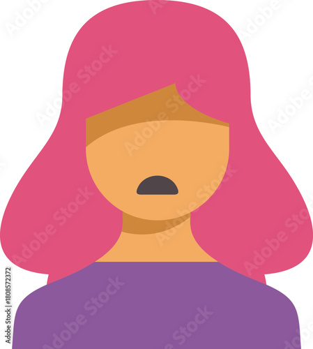 Close up of a young woman with pink hair expressing sadness and disappointment