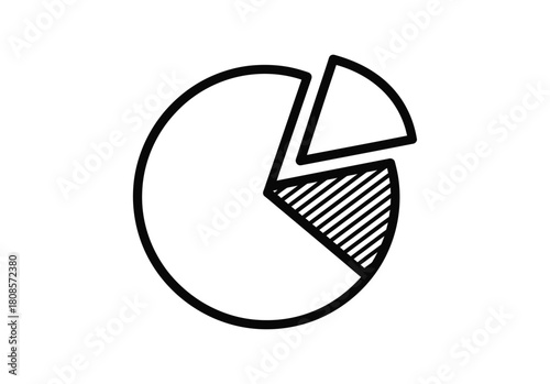 Pie chart showing data analysis isolated on white background graph representing statistical information, business analytics, and financial performance indicator