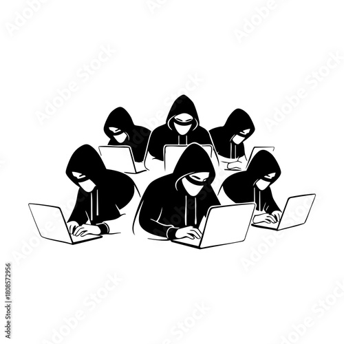Cybercrime icons vector. Modern hacker silhouette icon vector illustration