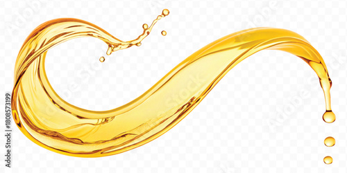 realistic fresh liquid honey or oil splash in curve style isolated on transparent background