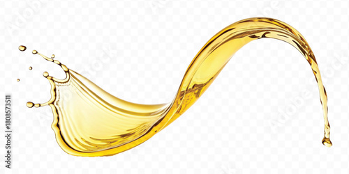 realistic fresh liquid honey or oil splash in curve style isolated on transparent background