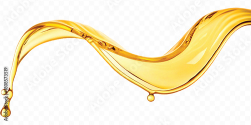 realistic fresh liquid honey or oil splash in curve style isolated on transparent background
