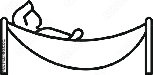 Stick figure relaxing in hammock, enjoying summer vacation and rest