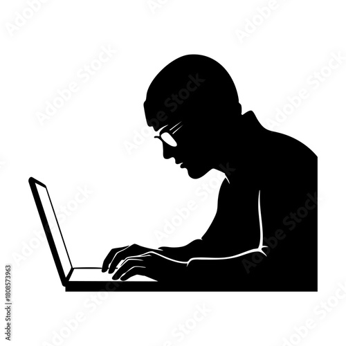 Cybercrime icons vector. Modern hacker silhouette icon vector illustration