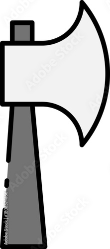 Grayscale axe icon illustration for woodworking and camping, a simple vector graphic of a sharp cutting tool