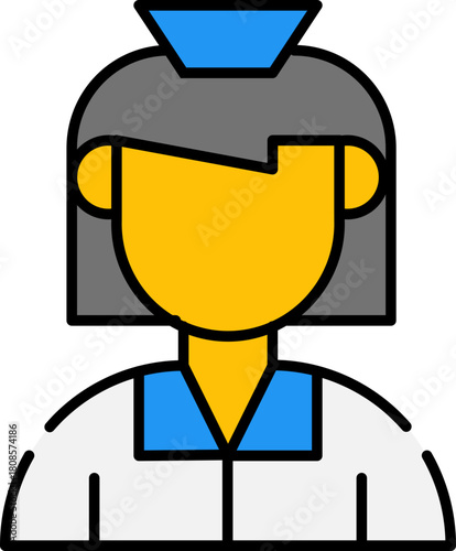 Dedicated professional in a clean uniform providing essential services, presented as a stylized flat avatar graphic