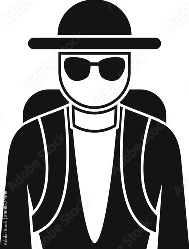 Stylish tourist wearing sunglasses, hat, and backpack, ready for new adventures