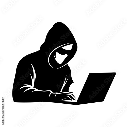 Cybercrime icons vector. Modern hacker silhouette icon vector illustration