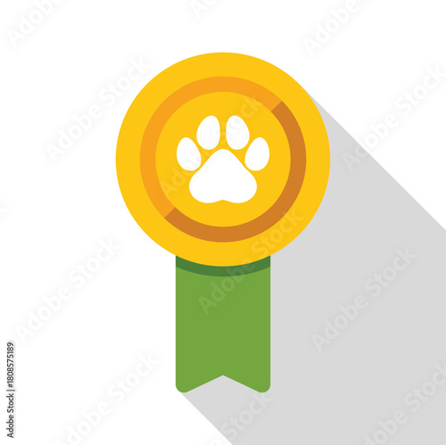 Celebrating pet achievements with a gold medal featuring a white paw print, symbolizing excellence in animal competitions