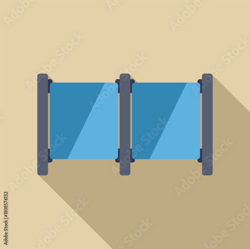 Waiting area with modern blue chairs and metal structure, ideal for public spaces